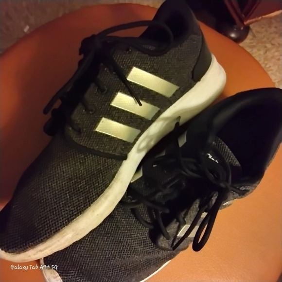 Adidas Women's Black/Silver Cloudfoam Black Laced Athletic Sneakers - Picture 7 of 8